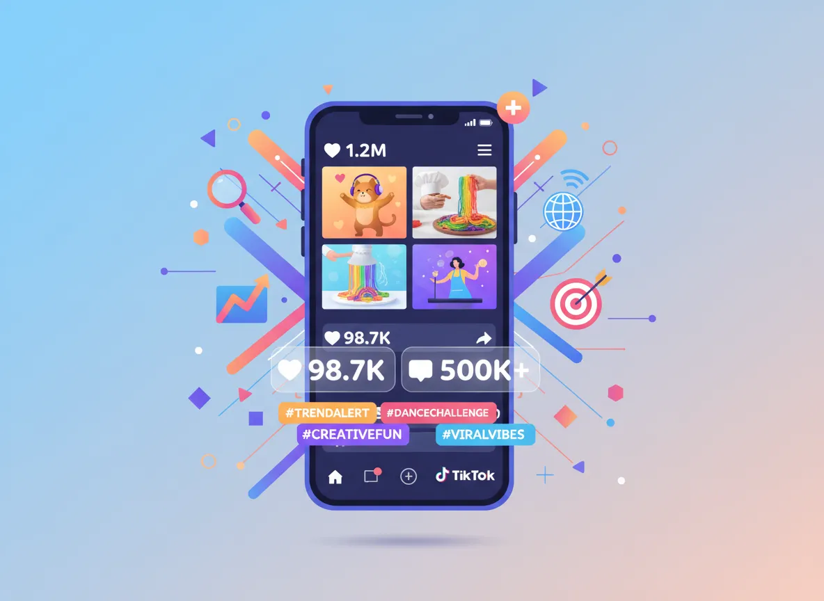 TikTok marketing with viral content and engagement metrics