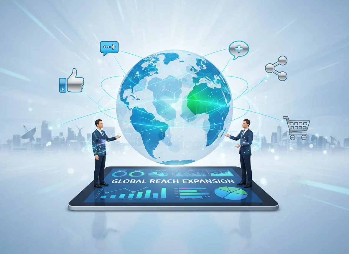 Website reach expansion with global connections and analytics